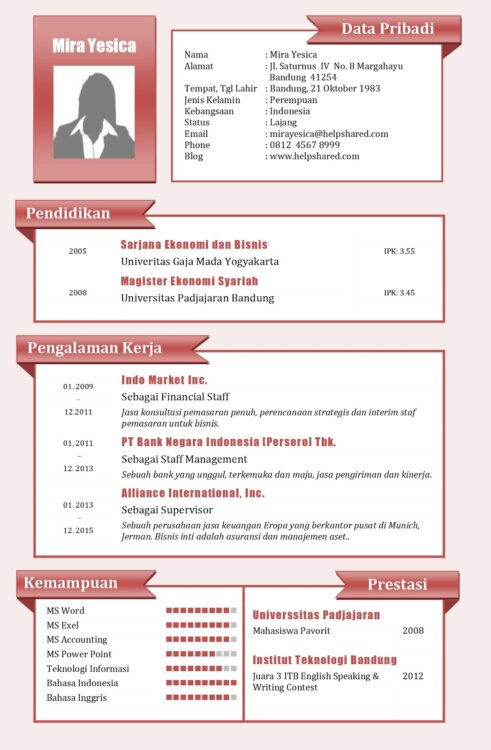 Contoh Format CV Kreatif