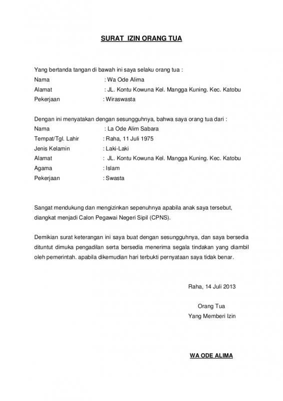 10 Contoh Surat Izin Orang Tua Dan Cara Membuatnya 