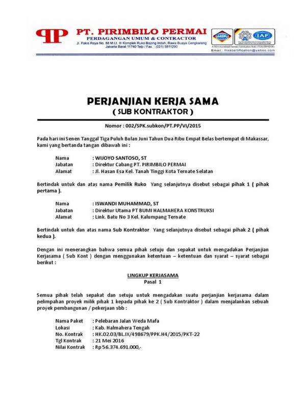 Contoh Surat Mou Antara Perusahaan