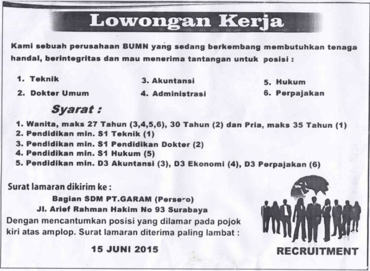 Iklan Lowongan Pekerjaan