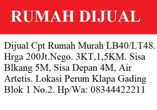 Iklan Penjualan Rumah