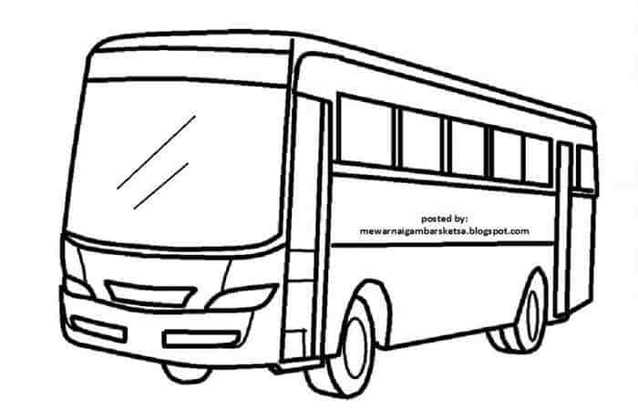 Mewarnai Gambar Sketsa Bus 7