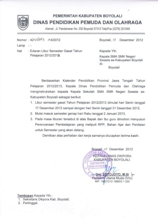 Surat Edaran Sekolah