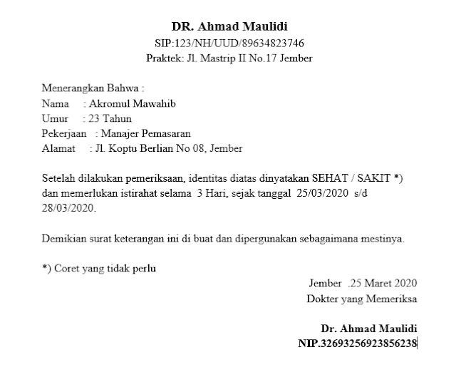 20 Contoh Surat Izin Sakit Sekolah Kuliah Kerja Dan Keperluan Lainnya