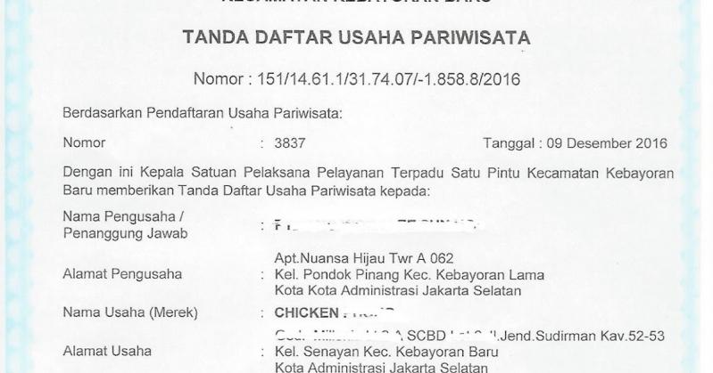 Contoh Surat Izin Tempat Usaha Rumah Makan