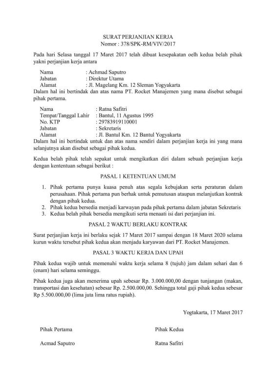 Contoh Surat Perjanjian Sewa Rumah Indonesia