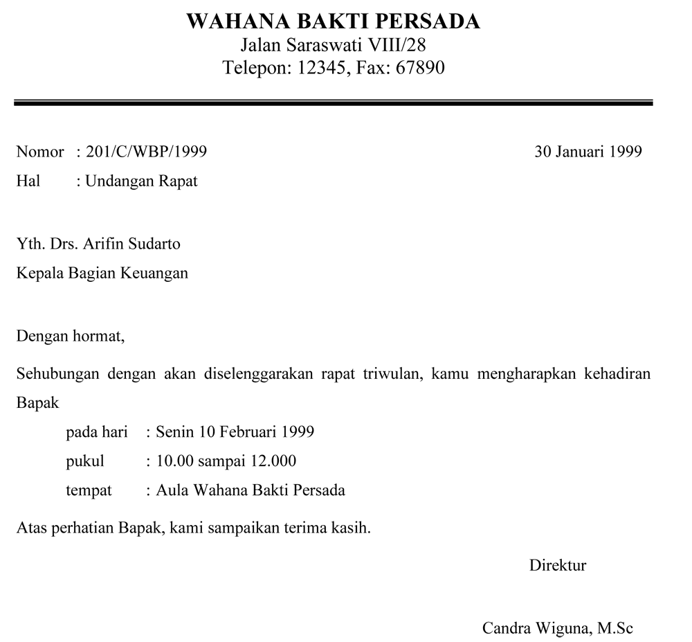 Contoh Surat Undangan Resmi Temu Karyawan Dan Direksi