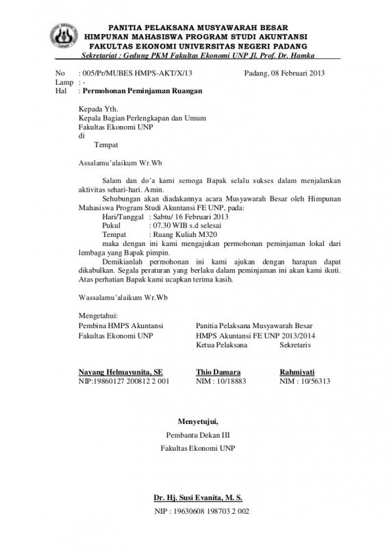 Surat Permohonan Izin Peminjaman Tempat