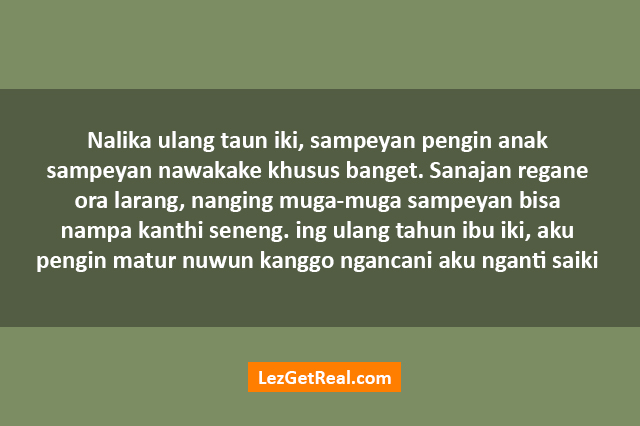 Ucapan Ulang Tahun Untuk Ibu Dalam Bahasa Jawa